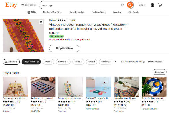 etsy area rugs