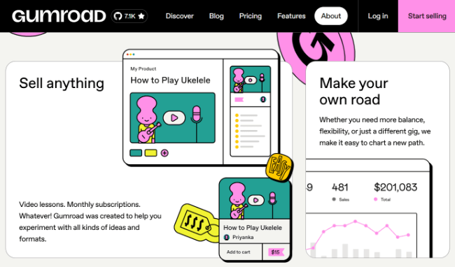 gumroad homepage