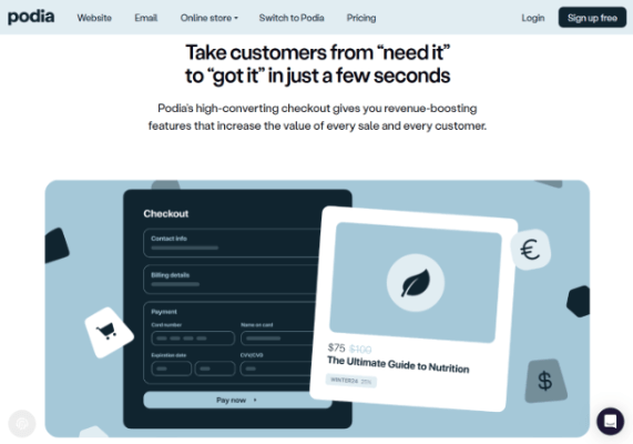 podia digital downloads